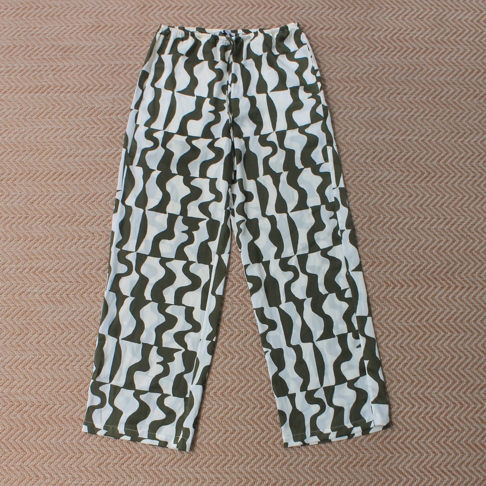 Rails Satin Green and White trouser pants NWOT